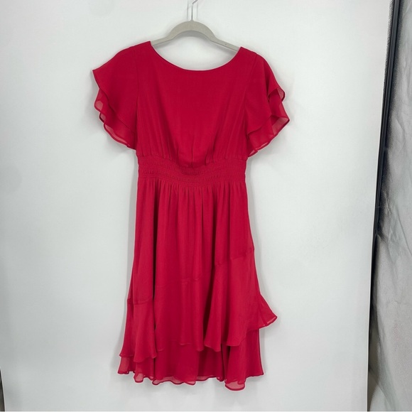 NWT Ann Taylor red smocked waist flare midi dress Sz XXS - Picture 3 of 13